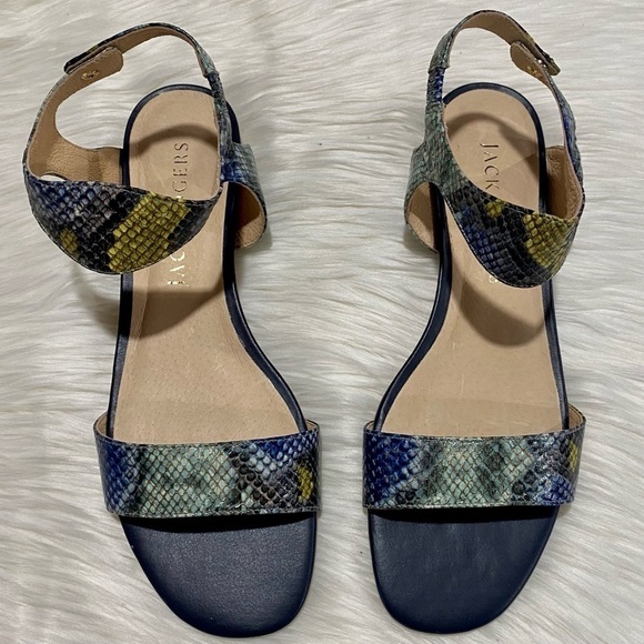NEW Jack Rogers Gwen Wave‎ Sandal Blue Snake Multi 8 - Picture 3 of 8
